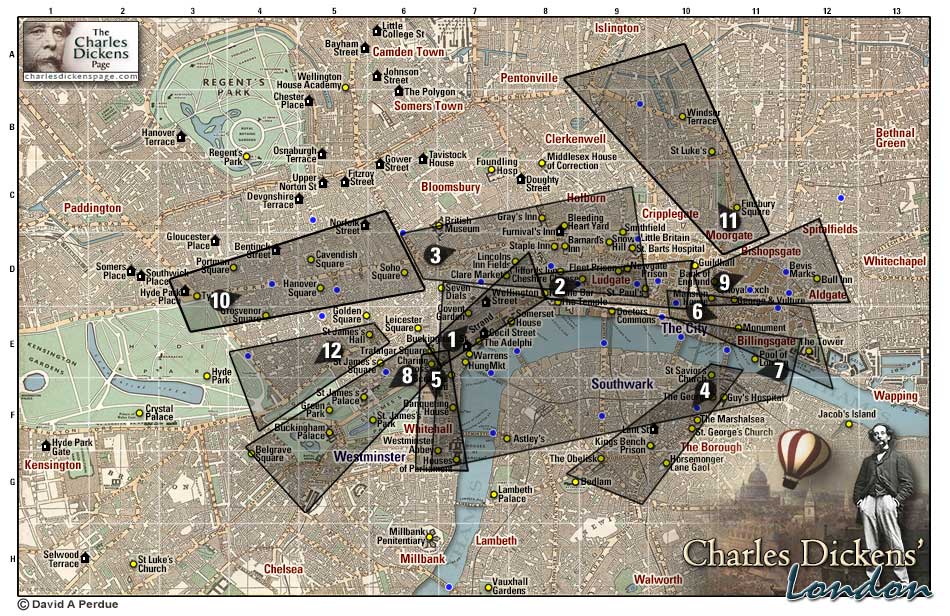Charles Dickens aerial London Map