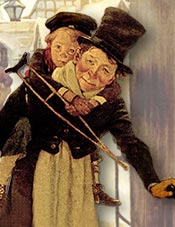 Illustration of Bob Cratchit and Tiny Tim by Jesse Wilcox 1912