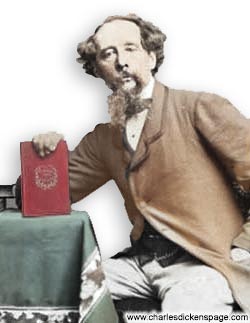 Charles Dickens holding A Christmas Carol